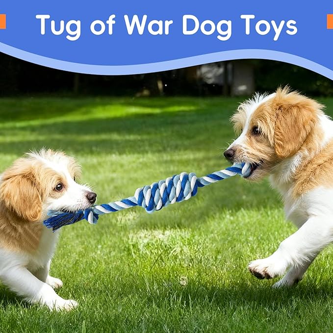 wodoca Dog Rope Toys 4 Pack, Puppy Teething Cotton Knot Chew Rope for Small Medium Dogs, Interactive Tug of War Dog Toys for Boredom, Teeth Cleaning