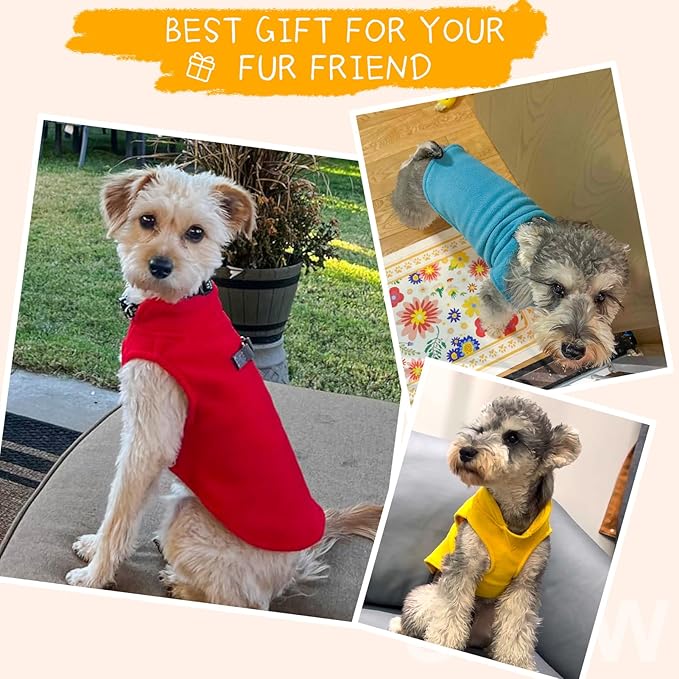 BEAUTYZOO Dog Fleece Vest Sweater Winter Jacket for Small and Medium Dogs with D-Ring Leash Cold Weather Coat Hoodie for XS S M Dogs Boy or Girls, Yellow XS