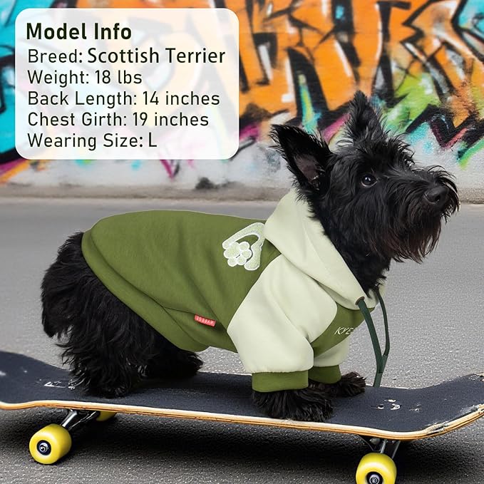 KYEESE Dog Hoodie Stretchy Warm Pet Clothes Comfort Cat Sweater Dogs Winter Coat for Cold Weather Pet Sweatshirt with Drawstring Soft Dog Clothes for Small Dogs Cat Coat with Leash Hole