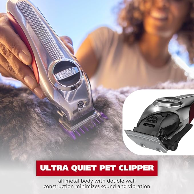 Wahl USA Pro Series All Metal Corded Dog Grooming Kit, an Ultra Quiet Dog Clipper with Metal Housing for Quieter and Cooler Operating - Model 3026335