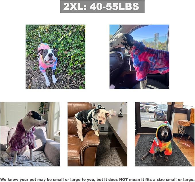 Mklhgty Tie Dye Dog Hoodie, Winter Coat for Small Dogs - Ultra-Soft Adjustable Warm Hood, Breathable Comfort Fabric for Daily Use