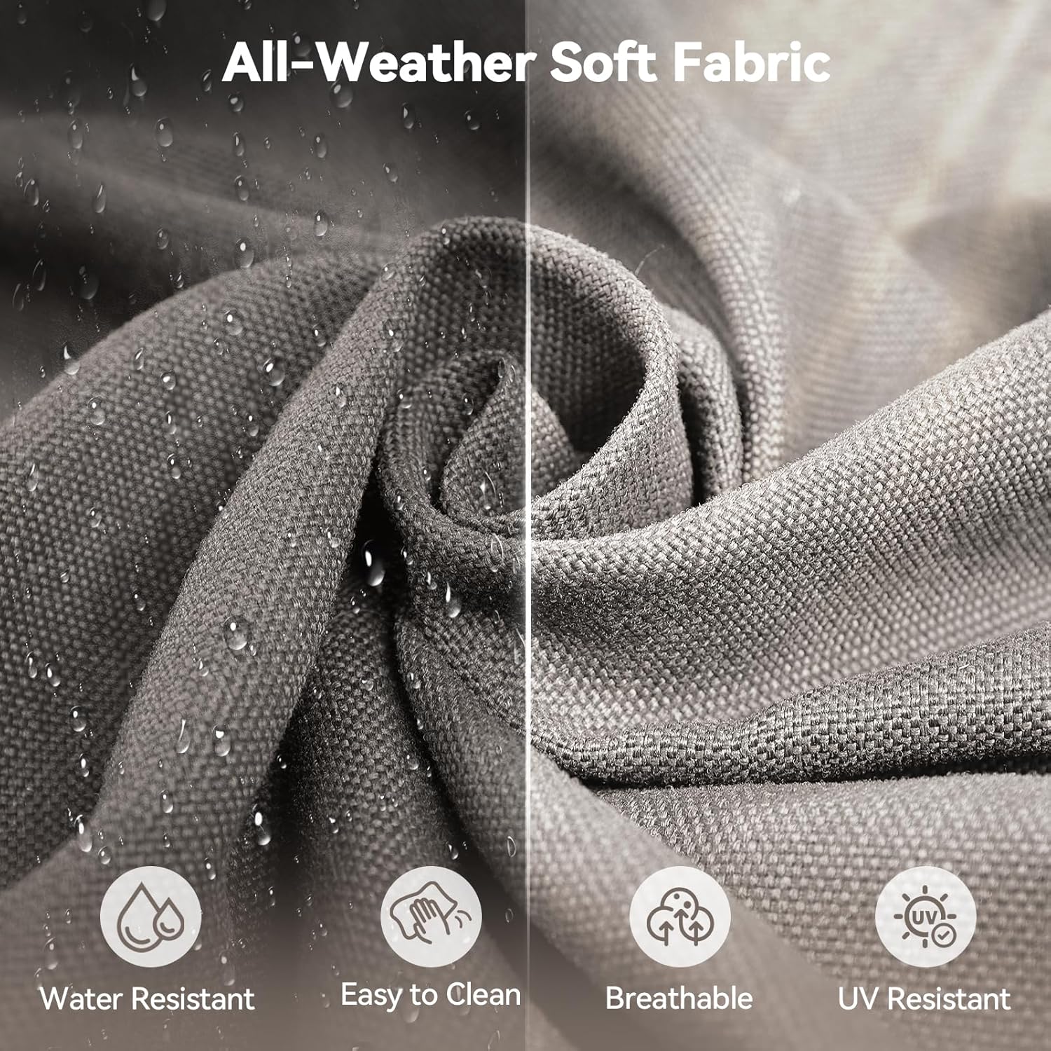 6" Thick Outdoor Cushions 24x24x6, 4-Set Deep Seat Patio Cushions with Removable Cover, Waterproof & Fade Resistant Replacement for Wicker Chair, Loveseat, Sofa - Grey