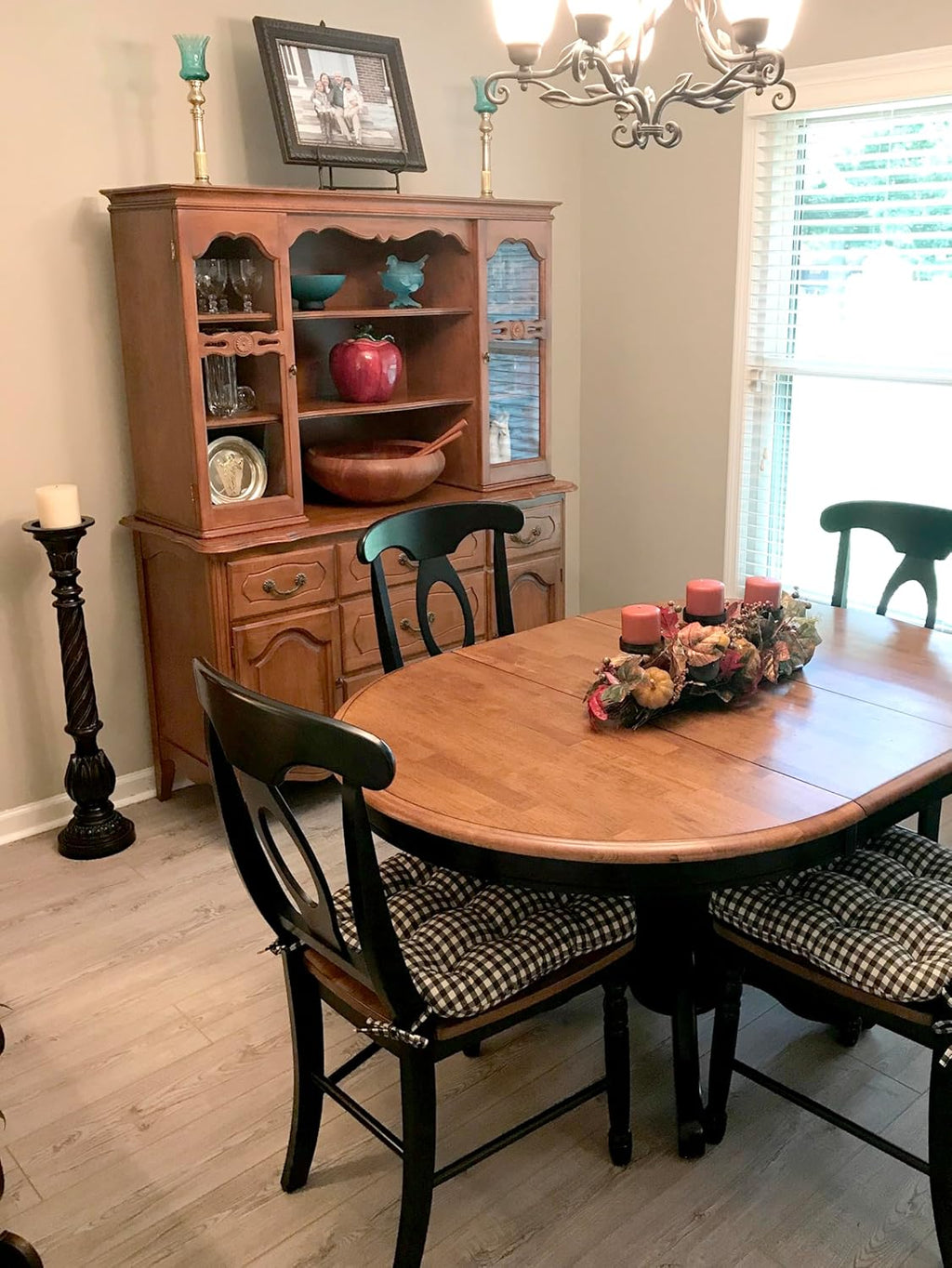 Barnett Home Decor Chair Cushions for Dining Chairs - 15x17 Kitchen Chair Cushions - Machine Washable, 100% Cotton, Made in USA - Latex Foam Chair Pads - Farmhouse Check Black and White Pack of 4