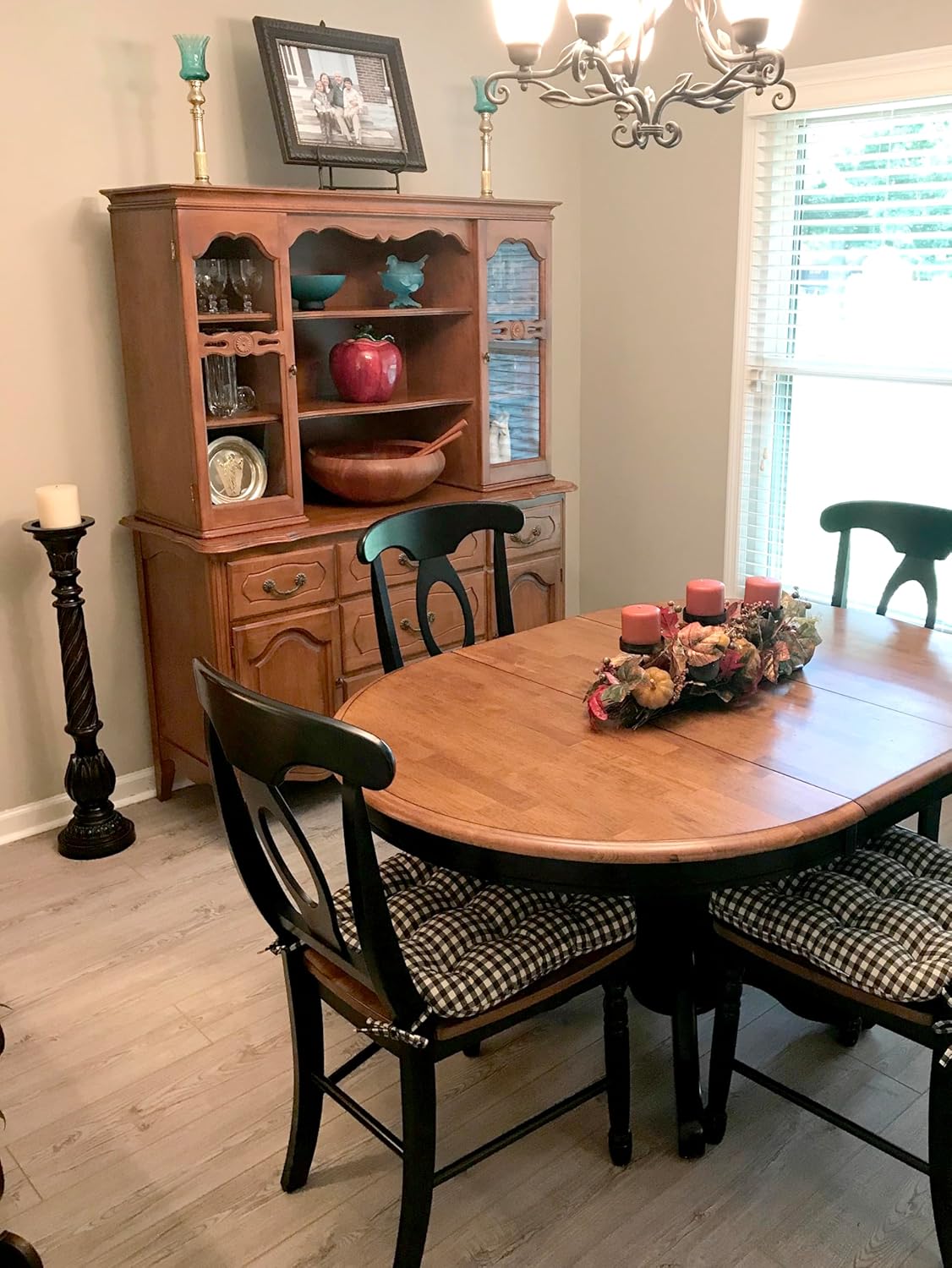 Barnett Home Decor Chair Cushions for Dining Chairs - 15x17 Kitchen Chair Cushions - Machine Washable, 100% Cotton, Made in USA - Latex Foam Chair Pads - Farmhouse Check Black and White Pack of 4