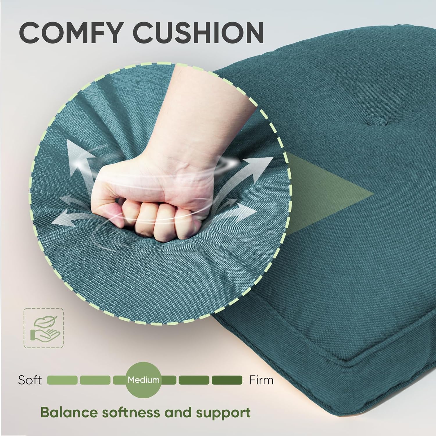 Outdoor Chair Cushion Set, 25 x 22 Deep Seat Cushion, Patio Chair Cushions for Outdoor, Include 1 Seat Cushion and 1 Back Cushion, Peacock Green