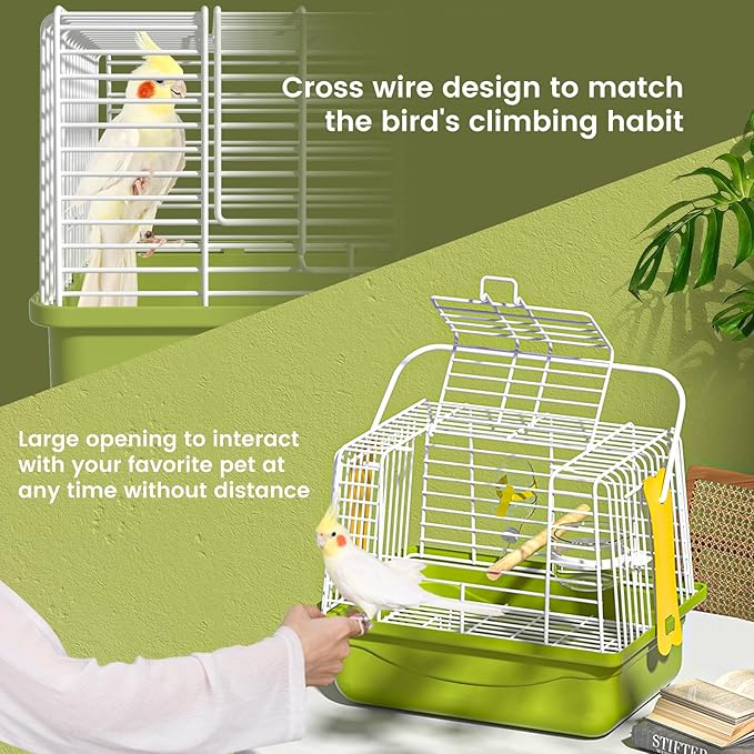 BAGHBPM Small Bird cage,Travel Cage for Birds and Small Animals, Parakeet cage,Bird Carrier Travel cage,Bird Travel cage, jaulas para pájaros,Green,(Size:S,M,L) (S)