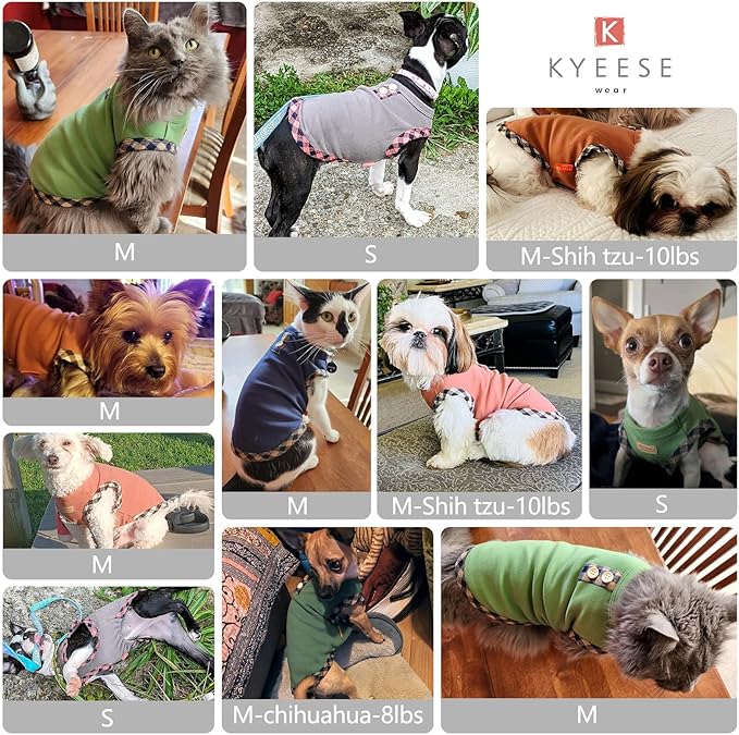 KYEESE 2Pack Dog Shirt Stretchy Sweatshirt Pullover Fleece Coats Lightweight Shirts Vest Sleeveless T-Shirt Soft for Small Dogs, Brown+Khaki, Small