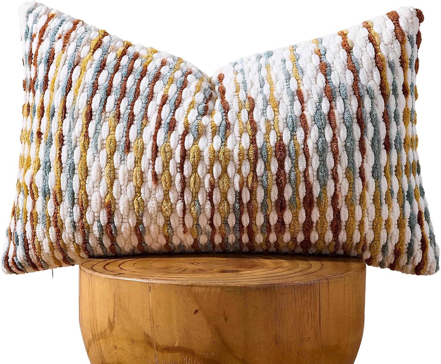 AmHoo Boho Chenille Pillow Cover Decorative Tufted Pillowcase for Couch Bed Sofa Bedroom Living Room Modern 12 x 20-Inch Brown