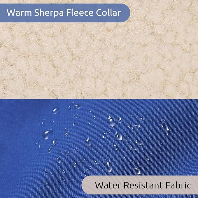 Dog Winter Coat with Harness Built in Warm Puffer Dog Jackets for Small Medium Large Dogs Windproof Waterproof Outfit with Plush Lining and Reflective Stripes (Blue, L)