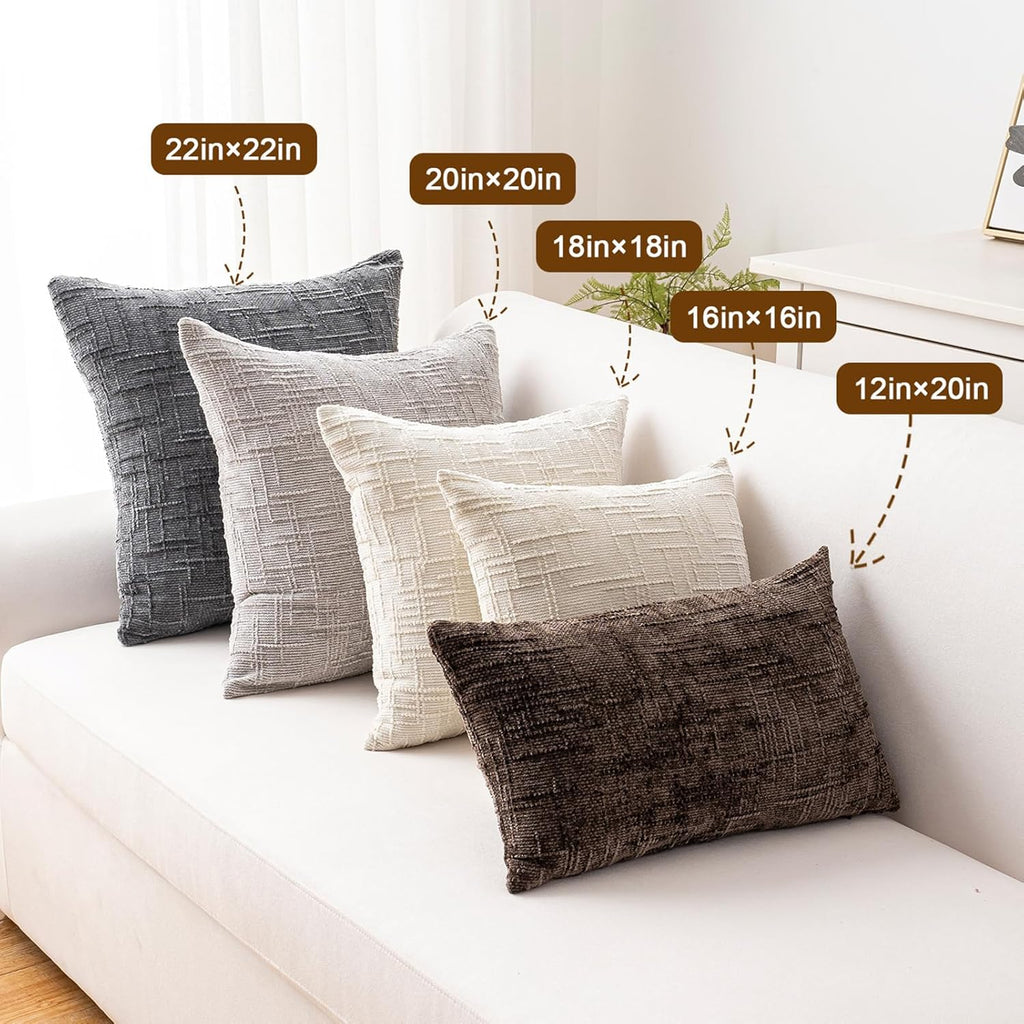 Decorative Throw Pillow Covers 12x20 Inch Set of 2, Soft Solid Farmhouse Chenille Couch Pillows, Spring Pillow Covers for Couch Sofa Bed Living Room Home Decor Pillowcase, Rust