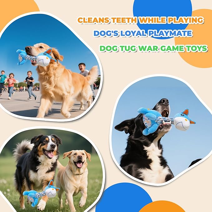 Knots Twists Dog Toy, Squeaky Rope Chew Toy for Small & Medium Dogs, Indestructible Tug of War Toy for Aggressive Chewers & Puppies, Dental Chew Toys to Clean Teeth & Relieve Boredom (Pony)