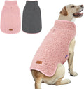cyeollo Warm Dog Coat Fleece Winter Sweater Coats, Sherpa Reversible Dog Jacket Vest with Leash Hole for Large Dogs, Soft Pet Coats for Cold Weather, Pink, XXXL