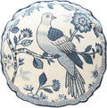 Chinoiserie Throw Pillow Covers,Classic Blue and White with Birds Pattern Linen Pillowcases,Decorative Round Cushion Covers for Couch Bed Car,Diameter 16"