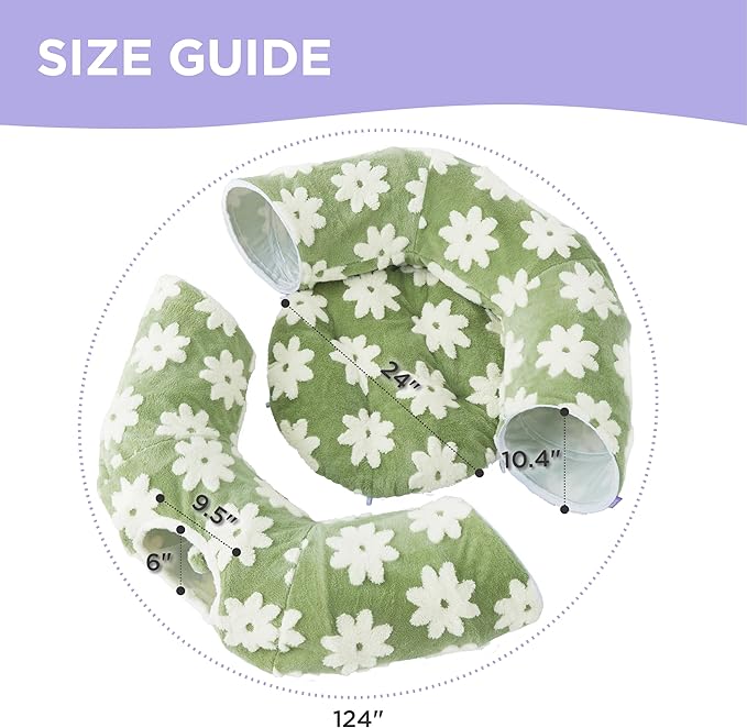 Lesure Large Cat Tunnel Bed - Cute Donut Bed for Indoor Cats with Washable Circle Cushion, Round Pet Peekaboo Cave Toy for Multi Kitten/Puppy/Rabbit, Large Green