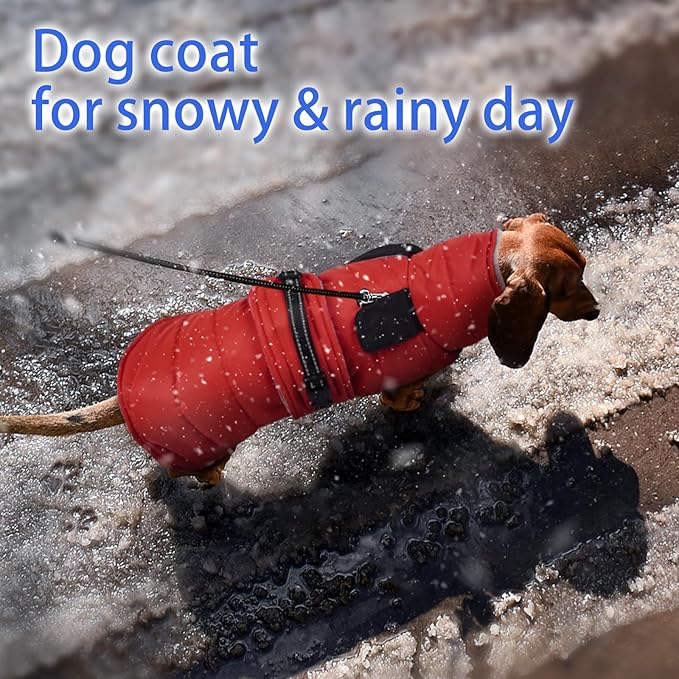 MIGOHI Dog Winter Coat - Reflective Medium Dog Snow Jacket with Thick Turtleneck,Windproof Pet Fleece Vest, Cold Weather Coat for Medium Dogs, Snowproof for Hiking,Camping,L,RedBlack