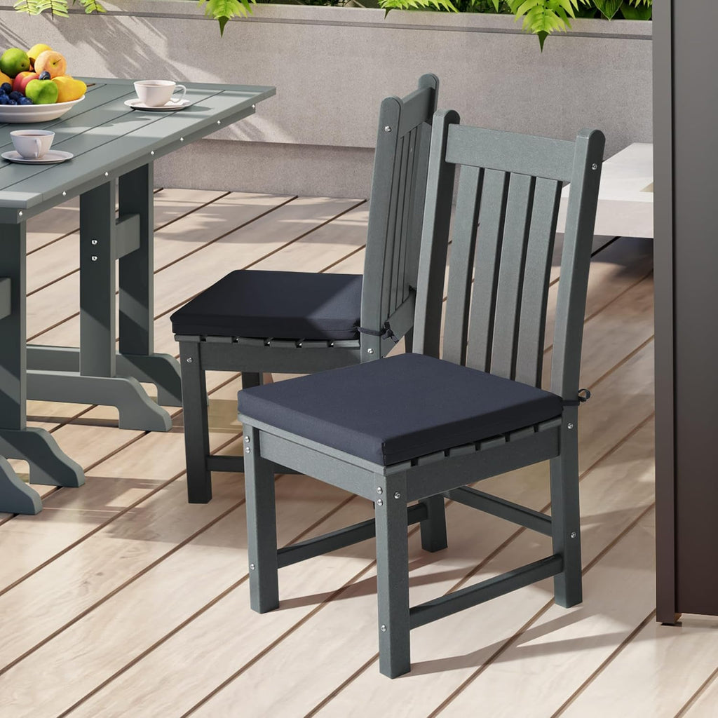 WestinTrends Solace Outdoor Patio Kitchen Dining Chair Square Seat Cushions Set of 4, 16 x 15, Navy Blue