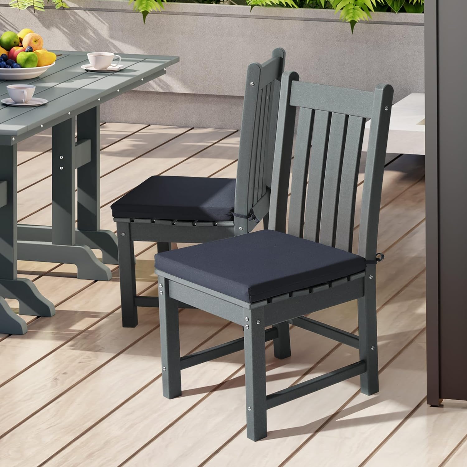 WestinTrends Solace Outdoor Patio Kitchen Dining Chair Square Seat Cushions Set of 4, 18 x 18, Navy Blue