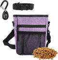 Dog Treat Pouches for Pet Training with Magnetic Closure Treat Pouches for Pet Training,Large Dog Treat Training Pouch and Dog Clicker,Training Treat Pouch Built-In Poop Bag Dispenser-Purple.