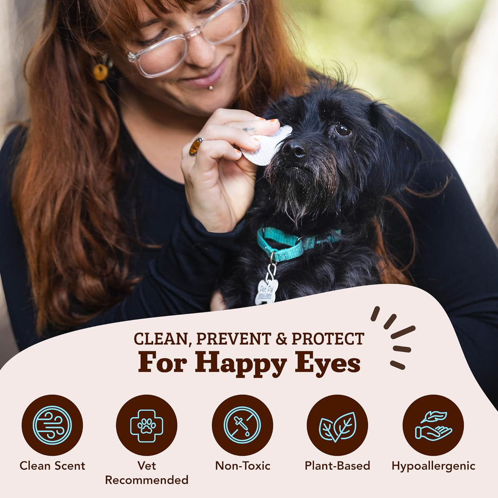 Natural Dog Eye Wipes for Dogs -50 Cnt- Soothing Dog Eye Wipes with Natural, Non-Irritating Ingredients Green Tea & Goldenseal, Effective Dog Tear Stain Remover Wipe & Dog Eye Gunk Remover Wipe, Vegan