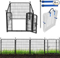 ADAVIN Tall Garden Fence with Gate, 48 in(H) 4 Panels Heavy Duty Iron Metal Fencing Border, Indoor or Outdoor Dog Playpen, Animal Barrier Fence, No Dig Fencing for Yard, Total 8.9 FT(L), Black