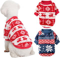 Dog Sweater, 2 Pack Dog Sweaters for Small Dogs, Dog Clothes for Small Dogs Girl Boy, Ultra Soft and Warm Puppy Sweater Dog Coat for Winter Christmas (X-Large, Xmas Red+Xmas Blue)