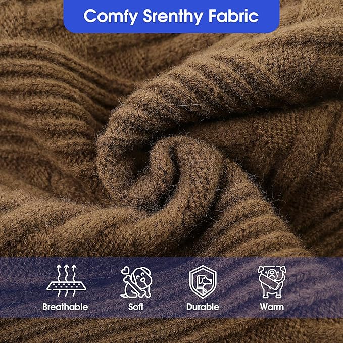 ASENKU Dog Sweater, Dog Sweaters for Medium Dogs, Warm Pullover Doggie KnitTurtleneck Warm Clothes for French Bulldog, Boston Terrier（Coffee, L）