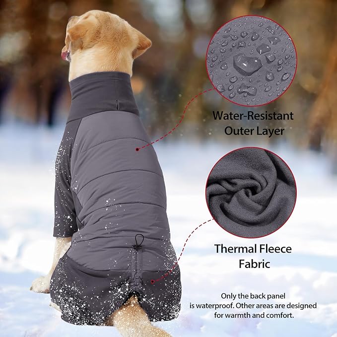 Dotoner Dog Sweater Warm Fleece Pullover Winter Sweatshirt with Turtleneck Leash Opening Waterproof Back Four Leg Cozy Clothes for Medium Large and Small Dogs