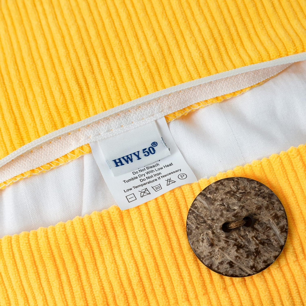 HWY 50 Yellow Chenille Throw Pillow Covers 22x22 Inch with Triple Buttons, Soft Farmhouse Accent Decorative Cushion Cases for Couch Sofa Bed Living Room Pack of 2