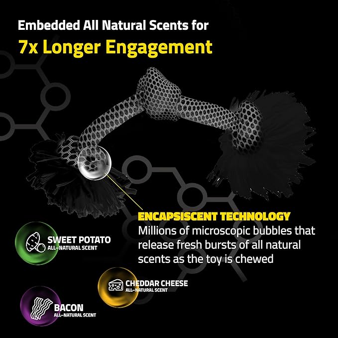 Playology Dog Toys | Dri-Tech Rope Toy Tug of War Rope for Aggressive Chewers | Medium Cheddar Cheese Scented Toy - Easy to Clean and Made from Non Toxic Materials