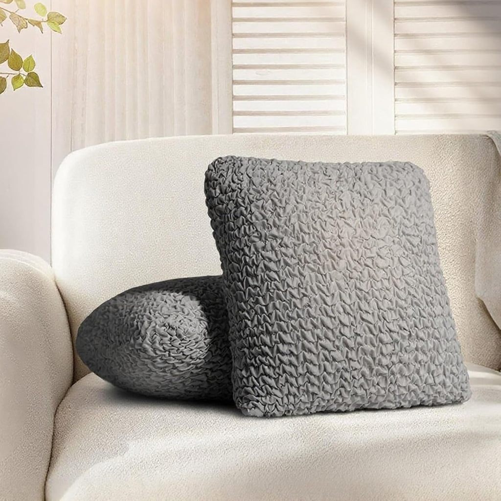 Throw Pillow Covers 18x18 Inch Solid Stretch Fabric Flexible Size Decorative Pillow Covers 20x20 Inch with Hidden Zipper Farmhouse Square Cushion Case for Couch Sofa Bed (Pack of 1, Grey)