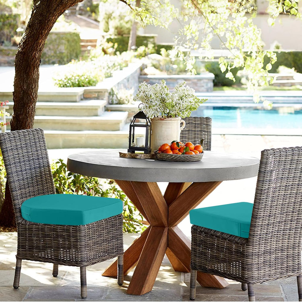 idee-home Outdoor Chair Cushions Set of 4, Thick 17" x 17" x 3" Patio Chair Cushions for Outdoor Furniture Waterproof with Ties, Seat Cushion, Patio Chair Pads Dining Chair Blue