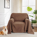 MYSKY HOME Chair Couch Covers Sectional Couch Covers for Pet Sofa Covers Non Slip Soft Couch Sofa Cover, Washable Furniture Protector Sofa Slipcover with Tassel Sofa Throws, 71"x91", Chocolate