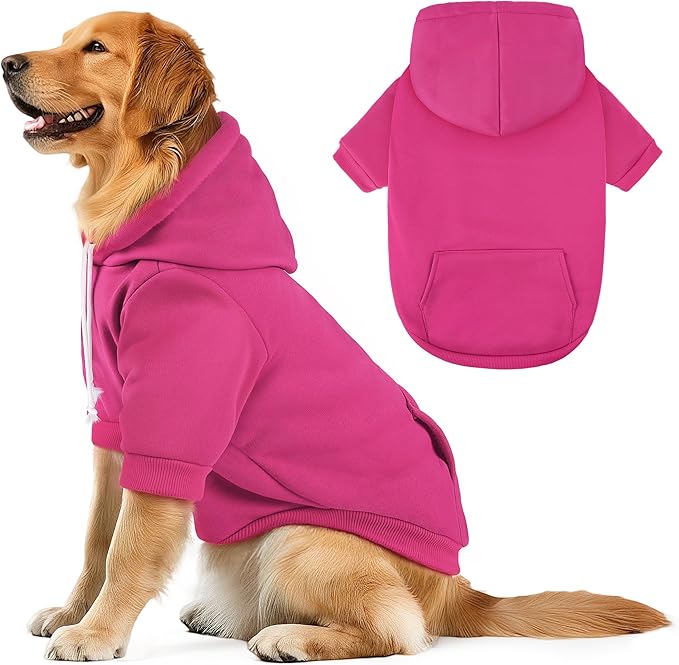 Dog Basic Hoodie Ultra-Soft Plaid Dog Clothes Cold Weather Sweaters for Medium Large Dogs Breathable Cozy Fabric Pet Coat Warm Stylish Sweatshirt with Leash Hole Pocket Dogs Jacket for Cats Boys Girls