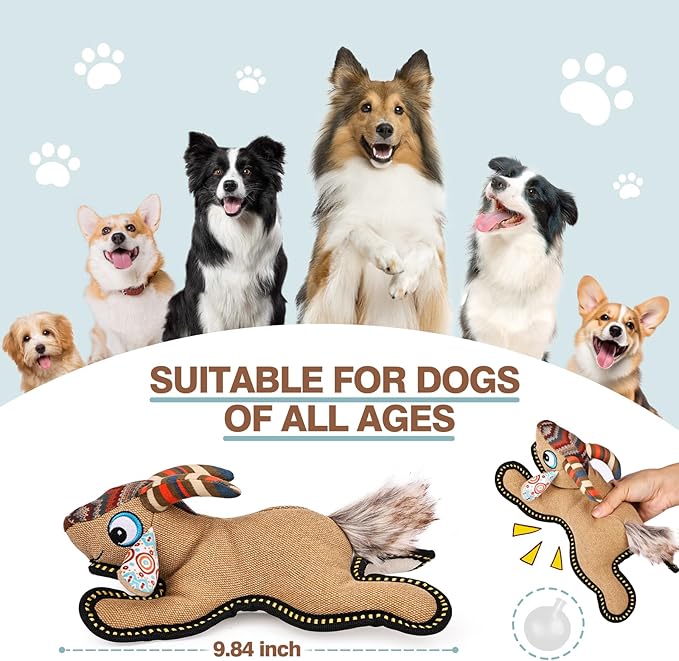 Tough Durable Squeaky Dog Toys for chewers Interactive to Keep Them Busy, Funny Tug of War Dogs Toy for Small Medium Large Cute Birthday Gift (Antelope)