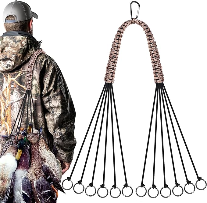 TOBWOLF Duck & Bird Tote with 12 Drops Slip Ring, Metal Loop Goose & Duck Hanger, Waterfowl Tote, Dove Bird Carrier, Paracord