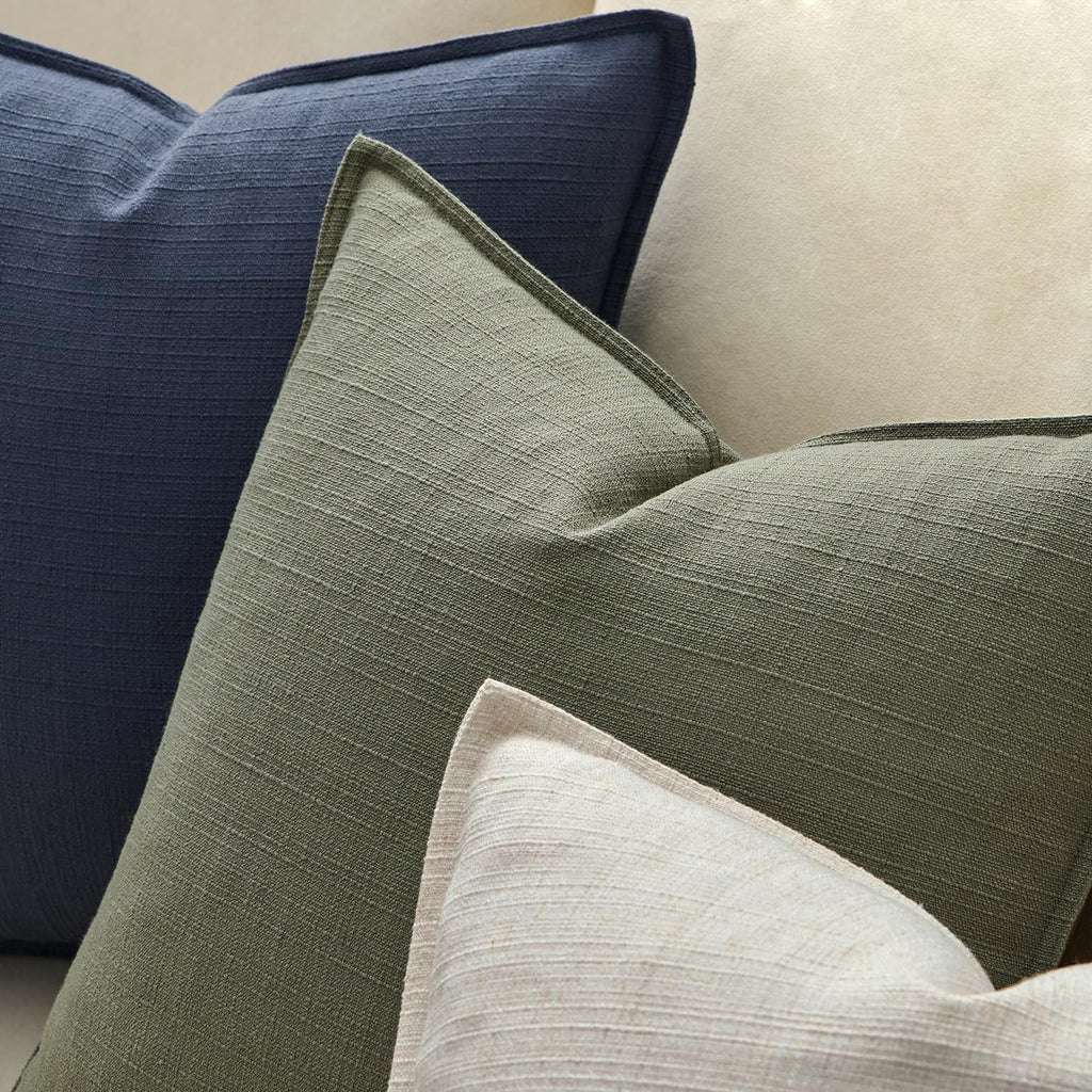 MIULEE Decorative Pillow Covers 22x22, 2 Pack Boho Farmhouse Neutral Throw Pillows for Couch, Thick Textured Modern Linen Cushion Cases Sofa Bed Living Room Home Decor, Olive Green