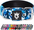 TSPRO Tactical Dog Collar 1.5 Inch Wide Thick Dog Collars with Heavy Duty Metal Buckle, Durable, Strong, Adjustable for Medium to Large Dogs (Camo Blue M)