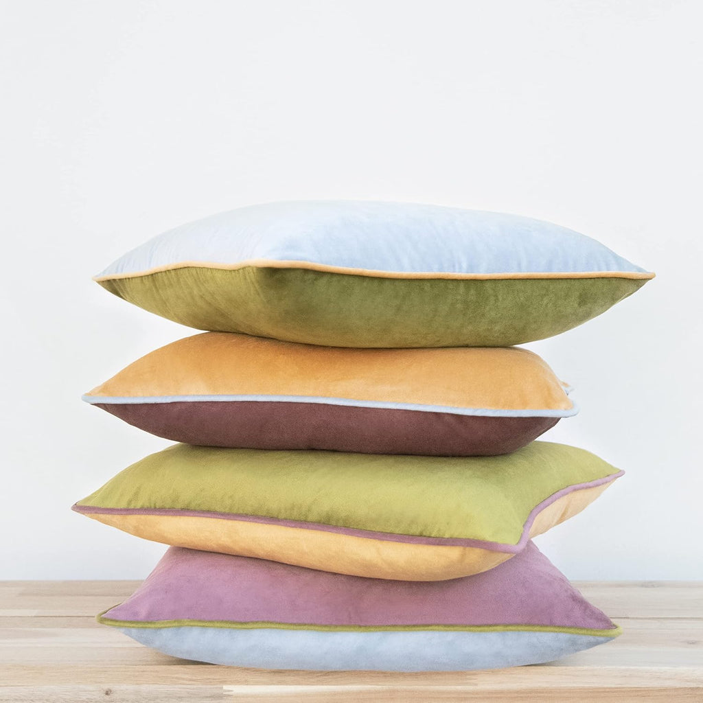 MONDAY MOOSE Decorative Throw Pillow Covers Cushion Cases, Set of 4 Soft Velvet Modern Double-Sided Designs, Mix and Match for Home Decor, Pillow Inserts Not Included (20x20 inch, Purple/Green)
