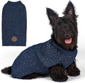 KYEESE Dog Sweater with Leash Hole for Small Dogs Male Warm Pullover with Reflective Yarn Soft Knit Pullover Boy Dog Coats Cozy Lightweight Thick Sweater Pet Indoor Outdoor Wear,Navy Blue,Small