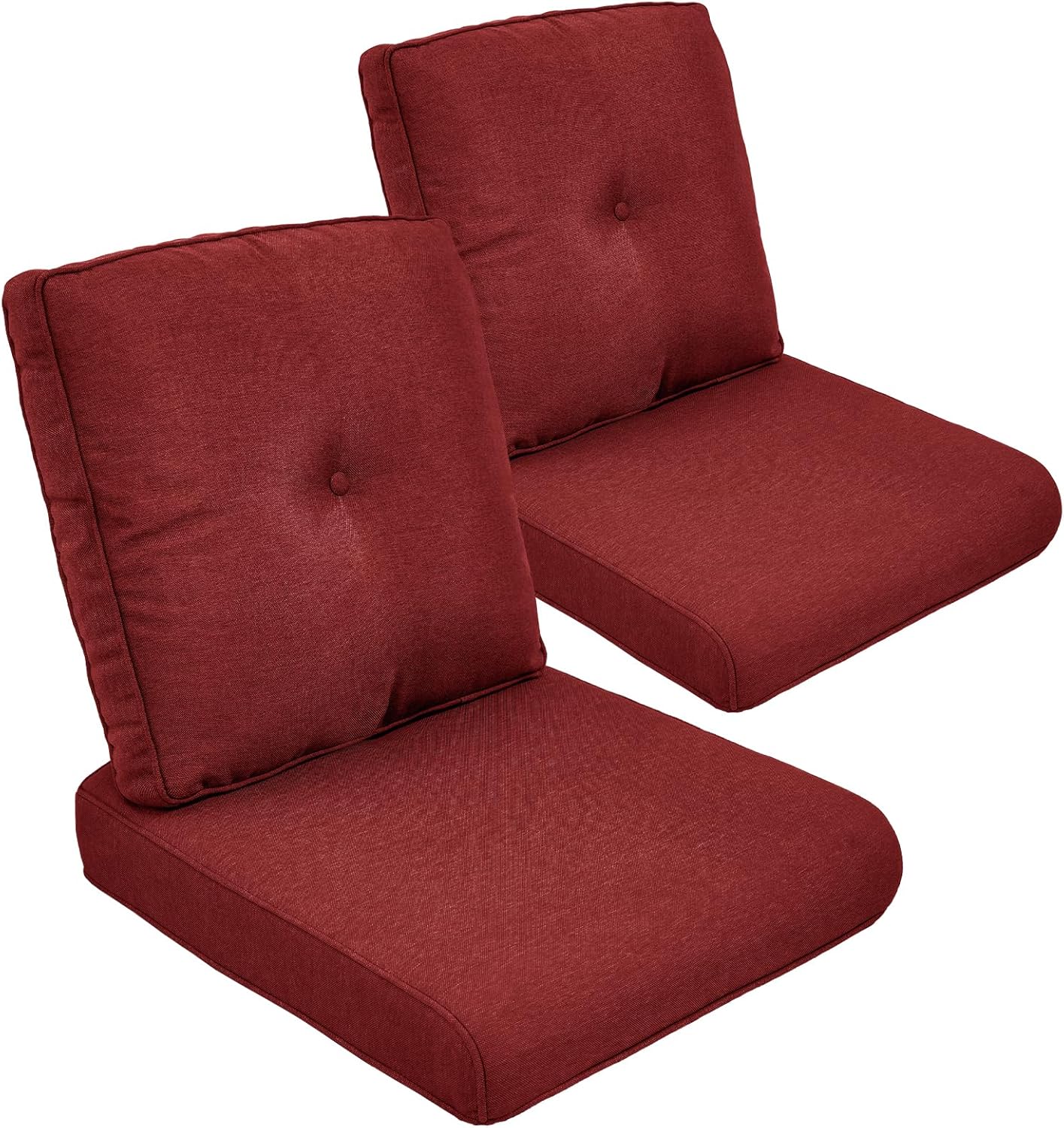 Outdoor Chair Cushion Set of 2, Waterproof Outdoor Seat Cushions 25x22, Patio Chair Cushions for Outdoor Furniture, Couch Cushion Replacement, Include 2 Back & 2 Seat Cushions, Button/Red