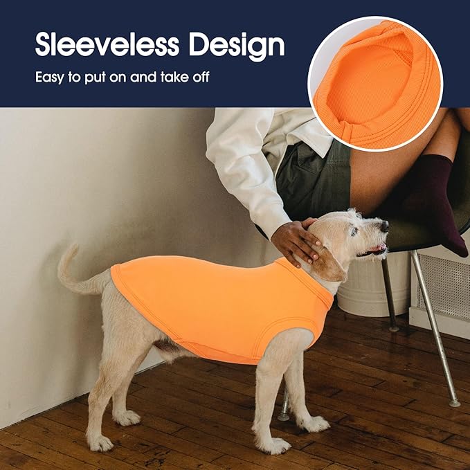 IECOii 2 Pack Dog T-Shirts,Stretchy & Comfortable Pet Summer Tank Top Clothes,Fade-Resistant, Easy to Put On – Machine Washable Tshirts for Medium Breeds Dogs,Orange+Stripes,XLarge