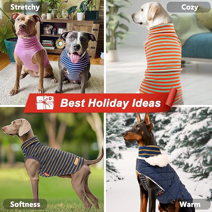 KYEESE 2Pack Dog Sweater Pullover Dog Sweaters for Large Dogs Stretchy Pet Sweater Large Size Pets Turtleneck Pets Coats Warm Dogs Clothes Soft Pet Sweatshirt