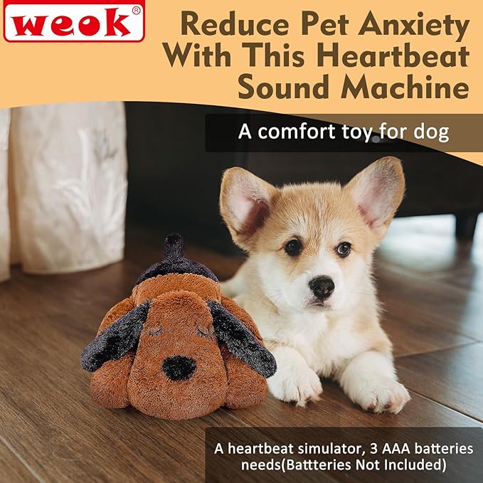 Heartbeat Puppy for Dogs, Helps for Anxiety Relief and Calming, Stuffed Animal Anxiety Calming Behavioral Puppy Heartbeat Toy Sleep aid for Cats Pets（for Small Breeds）