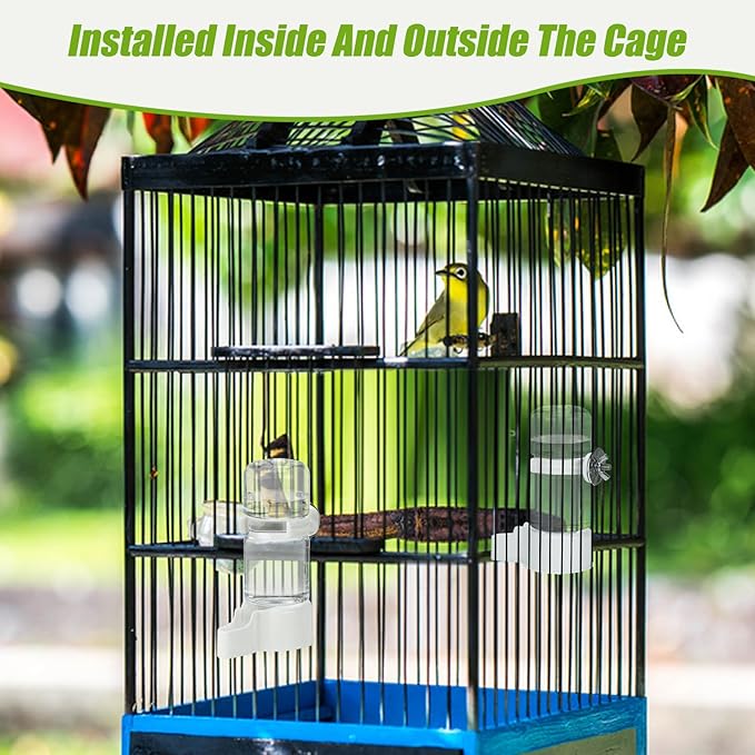 BWOGUE 2PCS Automatic Bird Water Dispenser, 4.73 Fl Oz Parakeet Water Dispenser for Cage No Mess Suspended Bird Water Feeder for Cockatiel Budgie Conure Lovebirds