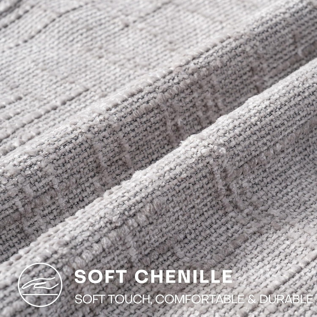 Decorative Throw Pillow Covers 16x16 Inch Set of 2, Soft Solid Farmhouse Chenille Couch Pillows, Spring Pillow Covers for Couch Sofa Bed Living Room Home Decor Pillowcase, Light Gray