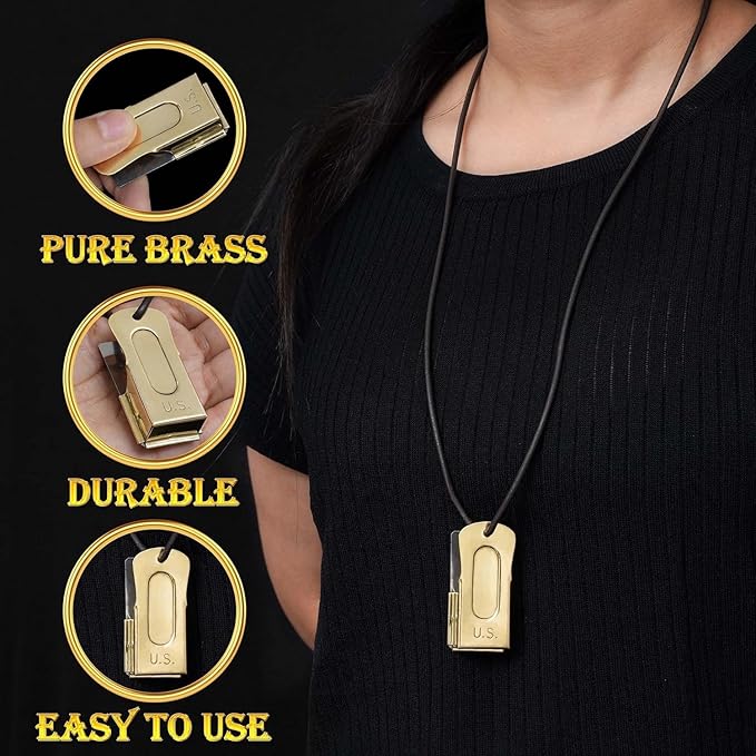 Mythrojan Brass and Steel Pet Training Clicker Puppy Dog Training Cricket Clicker U.S. Engraved WII Military Gear Metal Clicker (Clicker with Leather Gripper)