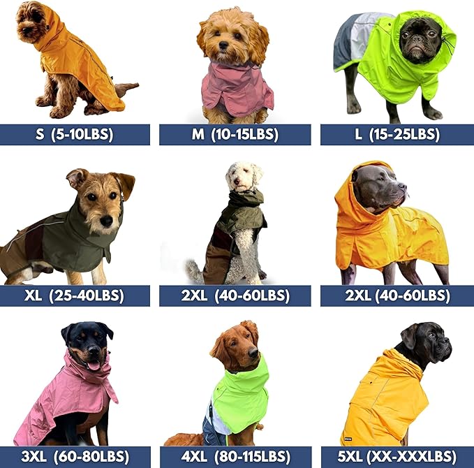 Spark Paws Dog Raincoat, Waterproof Windproof Rain Jacket, for Small Medium Large Extra Large Dogs, Reflective Breathable Full-Body Coverage Dry Suit - Pink Lilac Purple - 2XL