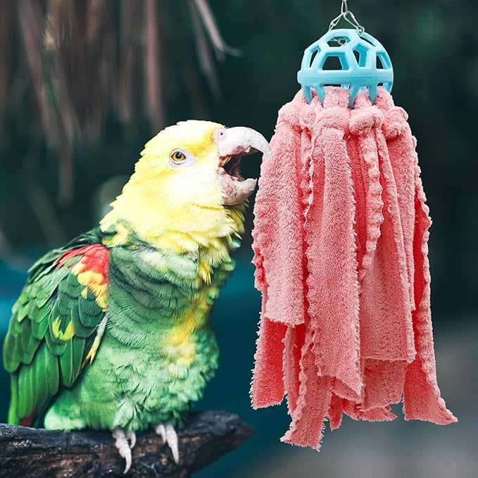 Bird Chewing Toys, Hanging Parrot Shredding Cotton Toys, Bird Cage Accessories, Suitable for Small to Large Birds Cockatiel Parakeets Lovebirds Conure Macaws African Grey Amazon Parrots
