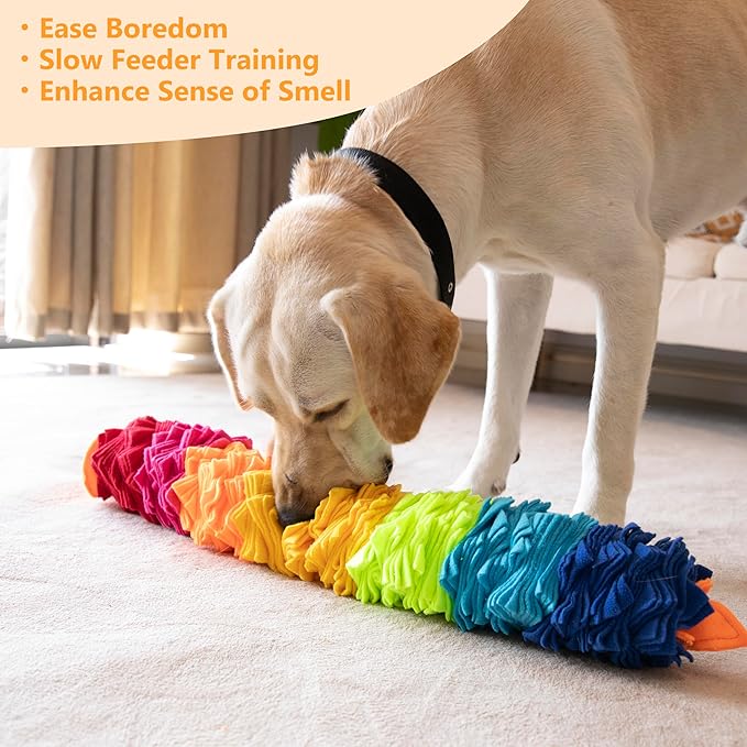 Snuffle Ball Rainbow Snuffle Snake Puzzle Toy for Dogs Puppy Treat Dispensing Toys Foraging Snuffle Mat Interactive Slow Feeder Dog Toys for Any Size