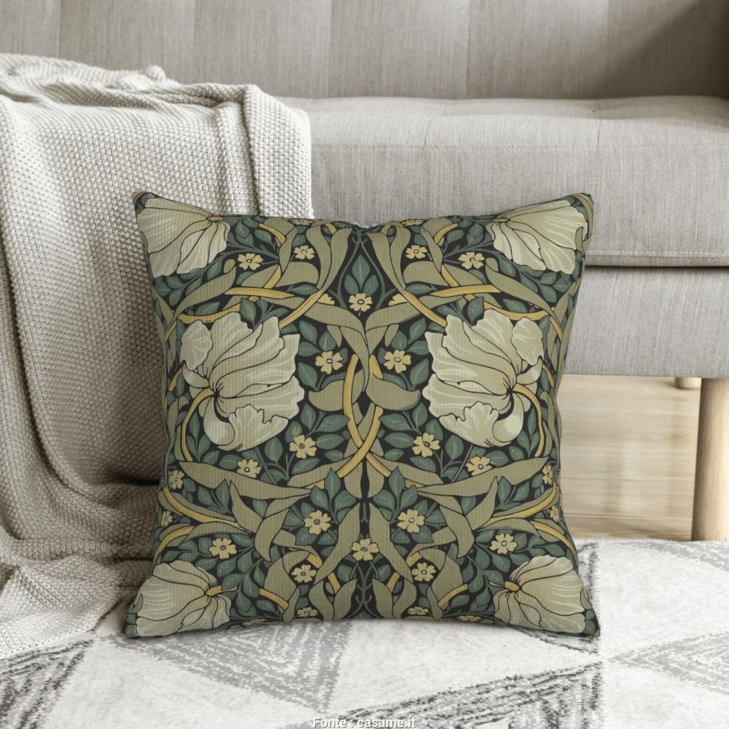 William Morris Green Vintage Floral Pimpernel Design 18x18 inches Throw Pillow Covers Square Pillowcases Decor for Bed Couch Sofa Living Room Cushion Covers